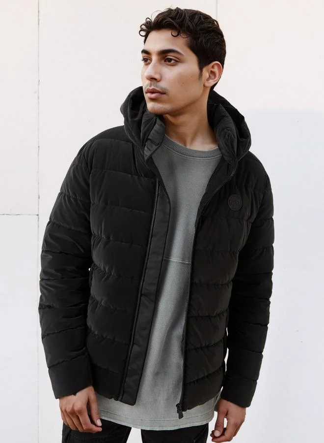 Kappa Kappa Men Regular Fit Hooded Puffer Jacket